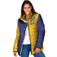 Custom Ukraine National Football Padded Jacket The Blue and Yellow with Map Half Style - Wonder Print Shop
