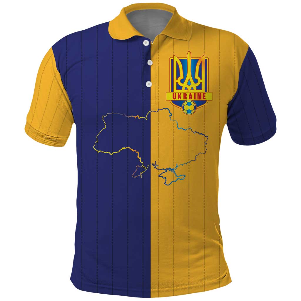 Custom Ukraine National Football Polo Shirt The Blue and Yellow with Map Half Style - Wonder Print Shop