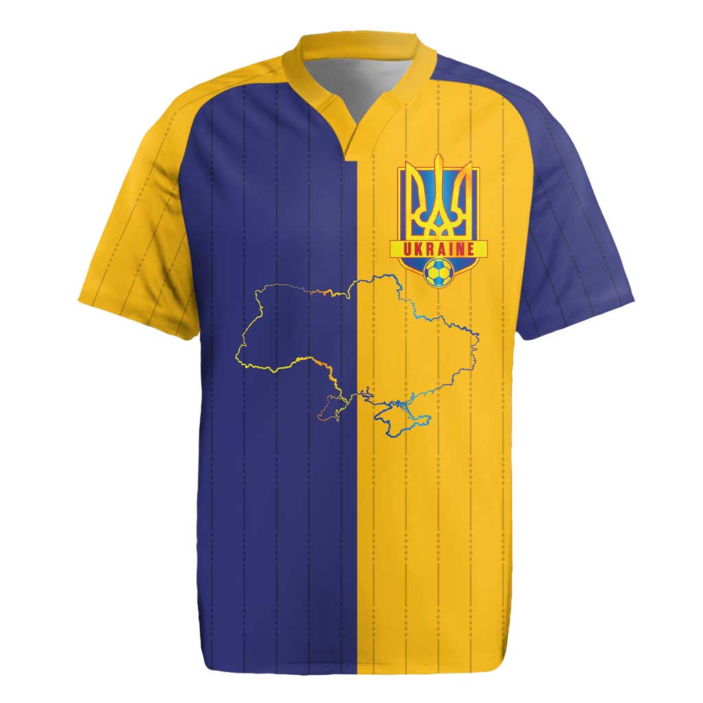Custom Ukraine National Football Rugby Jersey The Blue and Yellow with Map Half Style - Wonder Print Shop