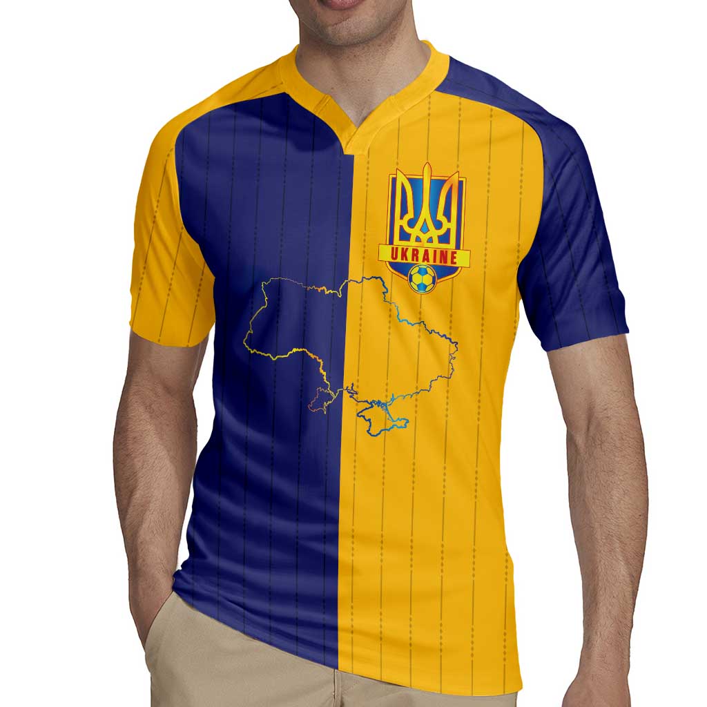 Custom Ukraine National Football Rugby Jersey The Blue and Yellow with Map Half Style - Wonder Print Shop
