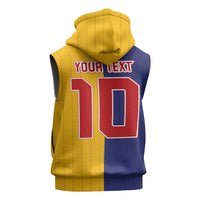 Custom Ukraine National Football Sleeveless Zip Hoodie The Blue and Yellow with Map Half Style - Wonder Print Shop