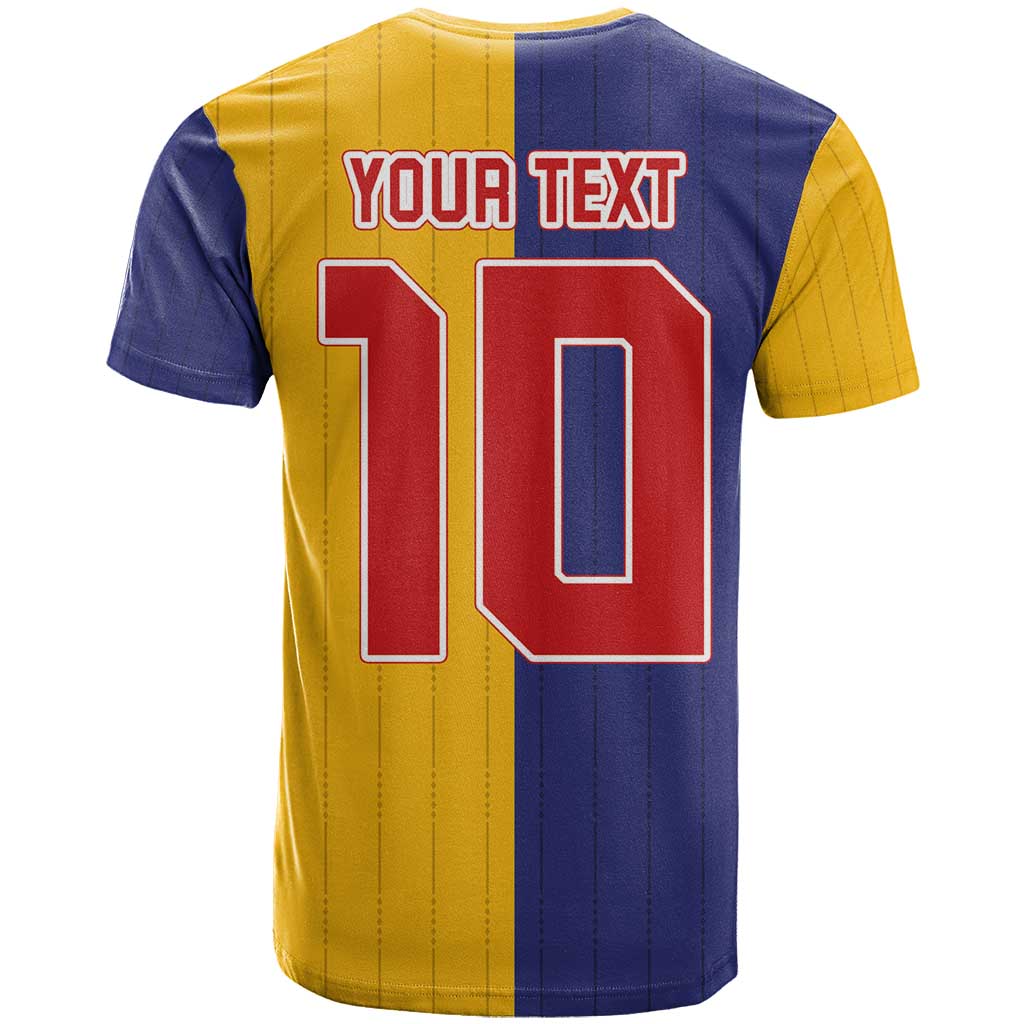 Custom Ukraine National Football T Shirt The Blue and Yellow with Map Half Style - Wonder Print Shop