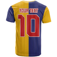 Custom Ukraine National Football T Shirt The Blue and Yellow with Map Half Style - Wonder Print Shop