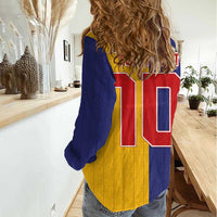 Custom Ukraine National Football Women Casual Shirt The Blue and Yellow with Map Half Style - Wonder Print Shop