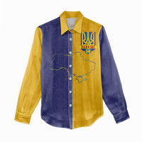 Custom Ukraine National Football Women Casual Shirt The Blue and Yellow with Map Half Style - Wonder Print Shop