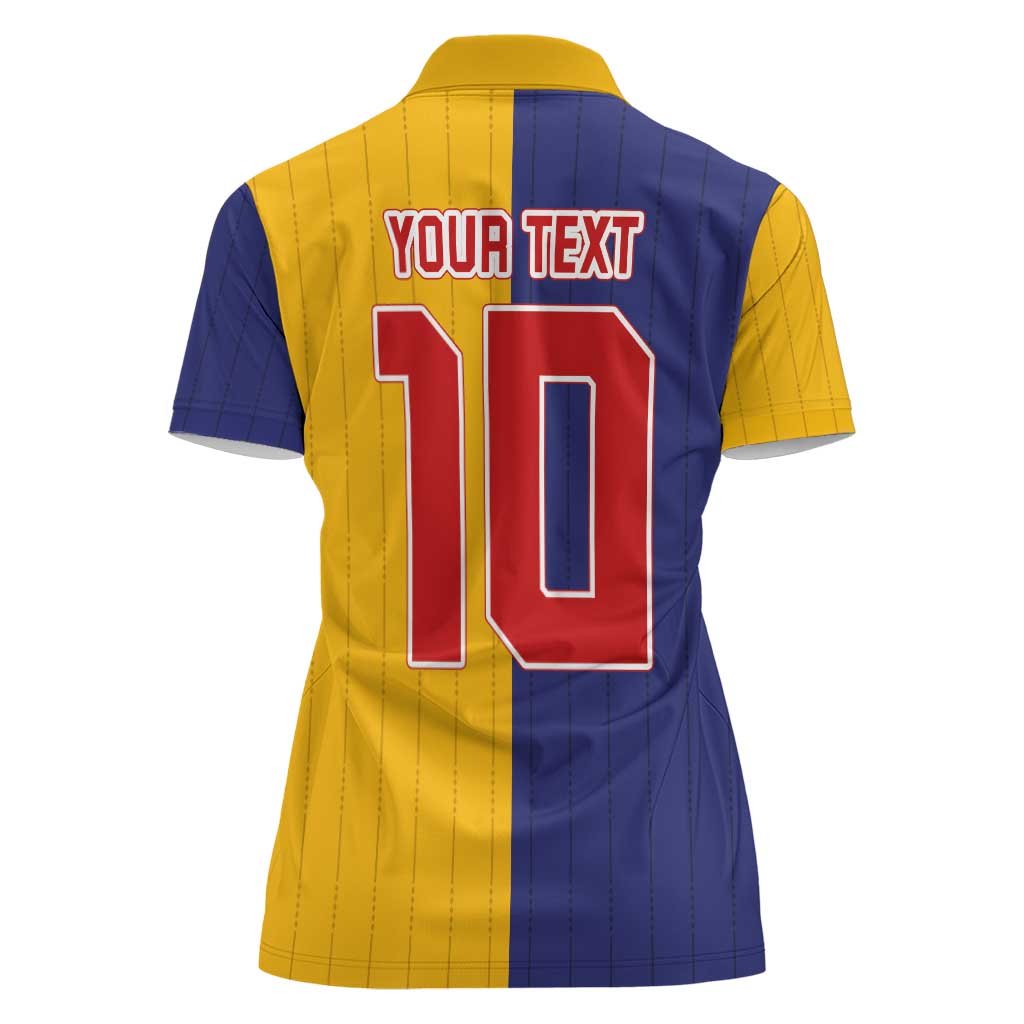 Custom Ukraine National Football Women Polo Shirt The Blue and Yellow with Map Half Style - Wonder Print Shop