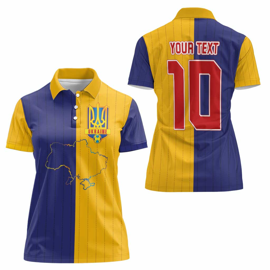 Custom Ukraine National Football Women Polo Shirt The Blue and Yellow with Map Half Style - Wonder Print Shop