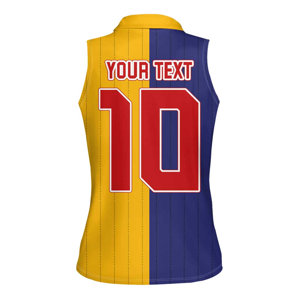 Custom Ukraine National Football Women Sleeveless Polo Shirt The Blue and Yellow with Map Half Style - Wonder Print Shop