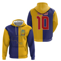 Custom Ukraine National Football Zip Hoodie The Blue and Yellow with Map Half Style - Wonder Print Shop