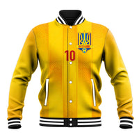 Custom Ukraine National Football Baseball Jacket Vyshyvanka Inspired Geometry - Wonder Print Shop