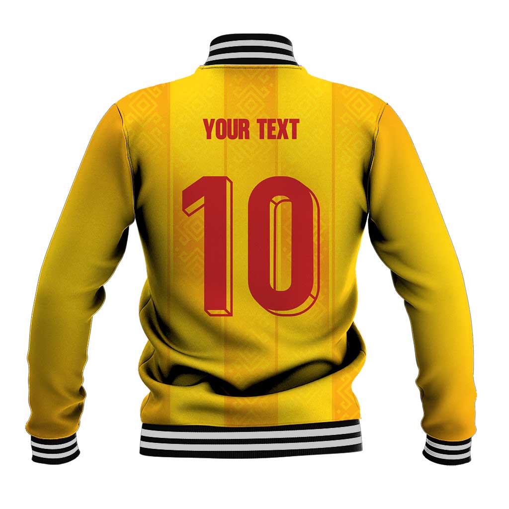 Custom Ukraine National Football Baseball Jacket Vyshyvanka Inspired Geometry - Wonder Print Shop