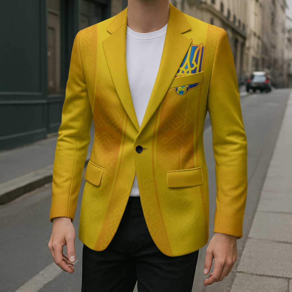 Custom Ukraine National Football Blazer Vyshyvanka Inspired Geometry - Wonder Print Shop