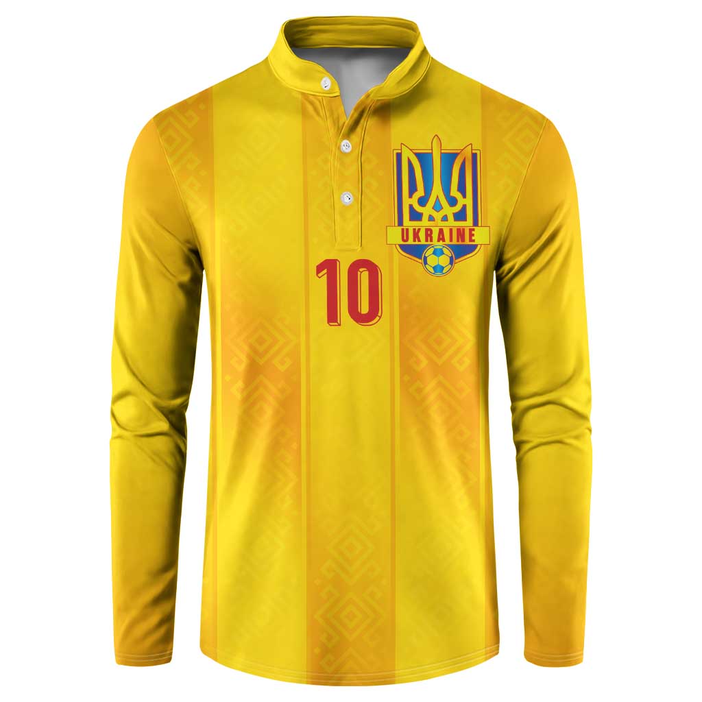 Custom Ukraine National Football Button Sweatshirt Vyshyvanka Inspired Geometry - Wonder Print Shop