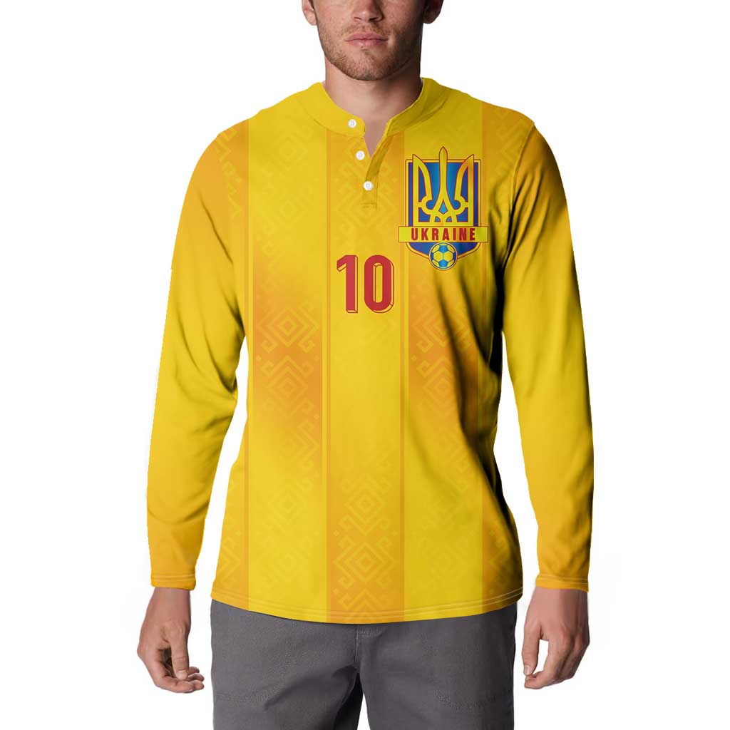 Custom Ukraine National Football Button Sweatshirt Vyshyvanka Inspired Geometry - Wonder Print Shop