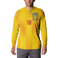 Custom Ukraine National Football Button Sweatshirt Vyshyvanka Inspired Geometry - Wonder Print Shop