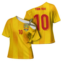 Custom Ukraine National Football Cross Shoulder Shirt Vyshyvanka Inspired Geometry - Wonder Print Shop