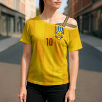 Custom Ukraine National Football Cross Shoulder Shirt Vyshyvanka Inspired Geometry - Wonder Print Shop