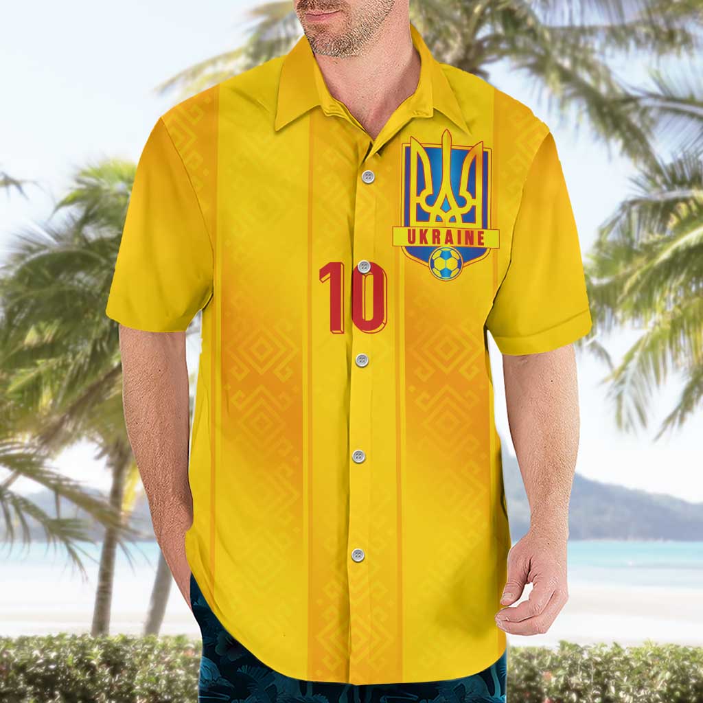 Custom Ukraine National Football Hawaiian Shirt Vyshyvanka Inspired Geometry - Wonder Print Shop