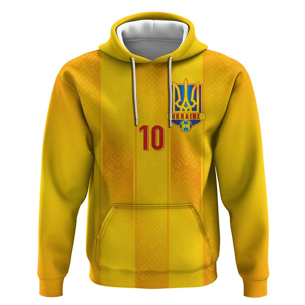 Custom Ukraine National Football Hoodie Vyshyvanka Inspired Geometry - Wonder Print Shop