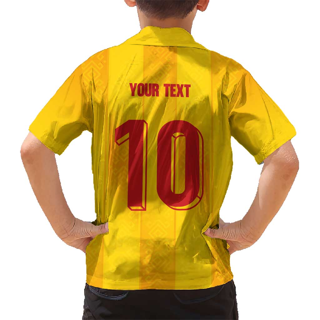 Custom Ukraine National Football Kid Hawaiian Shirt Vyshyvanka Inspired Geometry - Wonder Print Shop