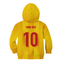 Custom Ukraine National Football Kid Hoodie Vyshyvanka Inspired Geometry - Wonder Print Shop