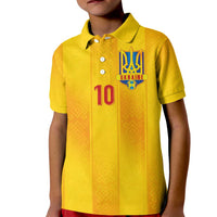 Custom Ukraine National Football Kid Polo Shirt Vyshyvanka Inspired Geometry - Wonder Print Shop