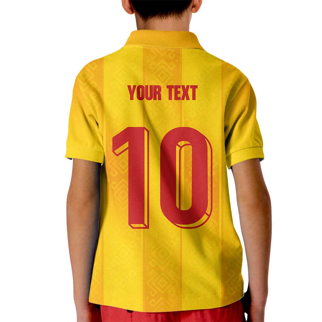 Custom Ukraine National Football Kid Polo Shirt Vyshyvanka Inspired Geometry - Wonder Print Shop