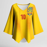 Custom Ukraine National Football Kimono Sleeve Blouse Vyshyvanka Inspired Geometry - Wonder Print Shop