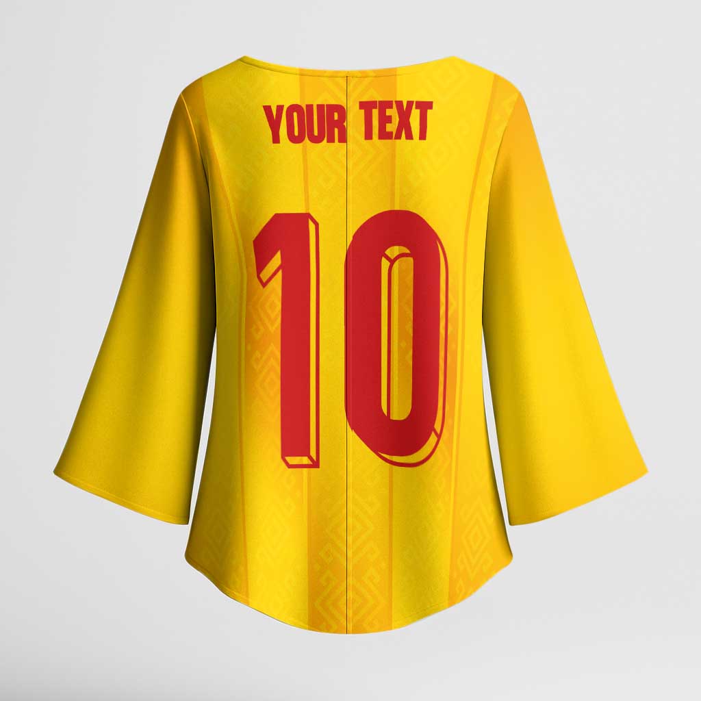 Custom Ukraine National Football Kimono Sleeve Blouse Vyshyvanka Inspired Geometry - Wonder Print Shop