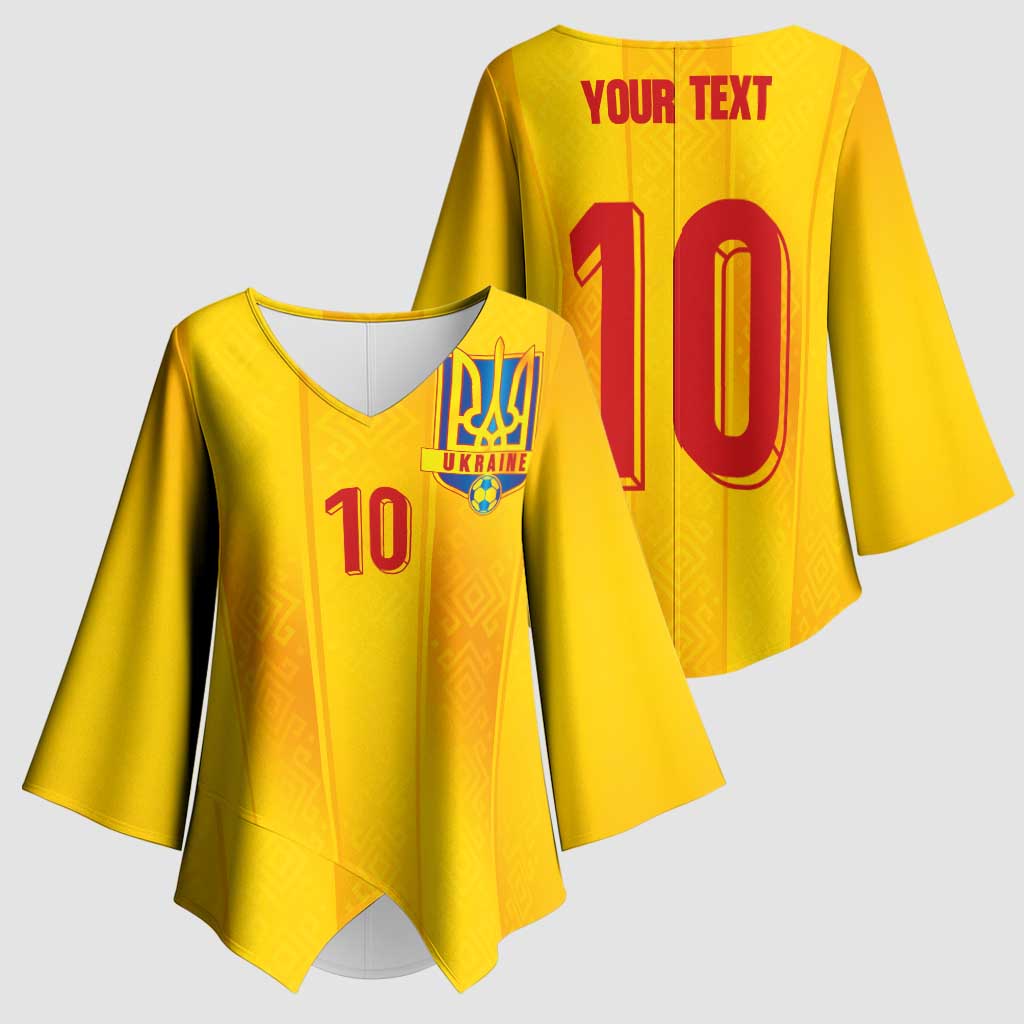 Custom Ukraine National Football Kimono Sleeve Blouse Vyshyvanka Inspired Geometry - Wonder Print Shop