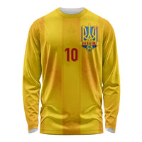 Custom Ukraine National Football Long Sleeve Shirt Vyshyvanka Inspired Geometry - Wonder Print Shop