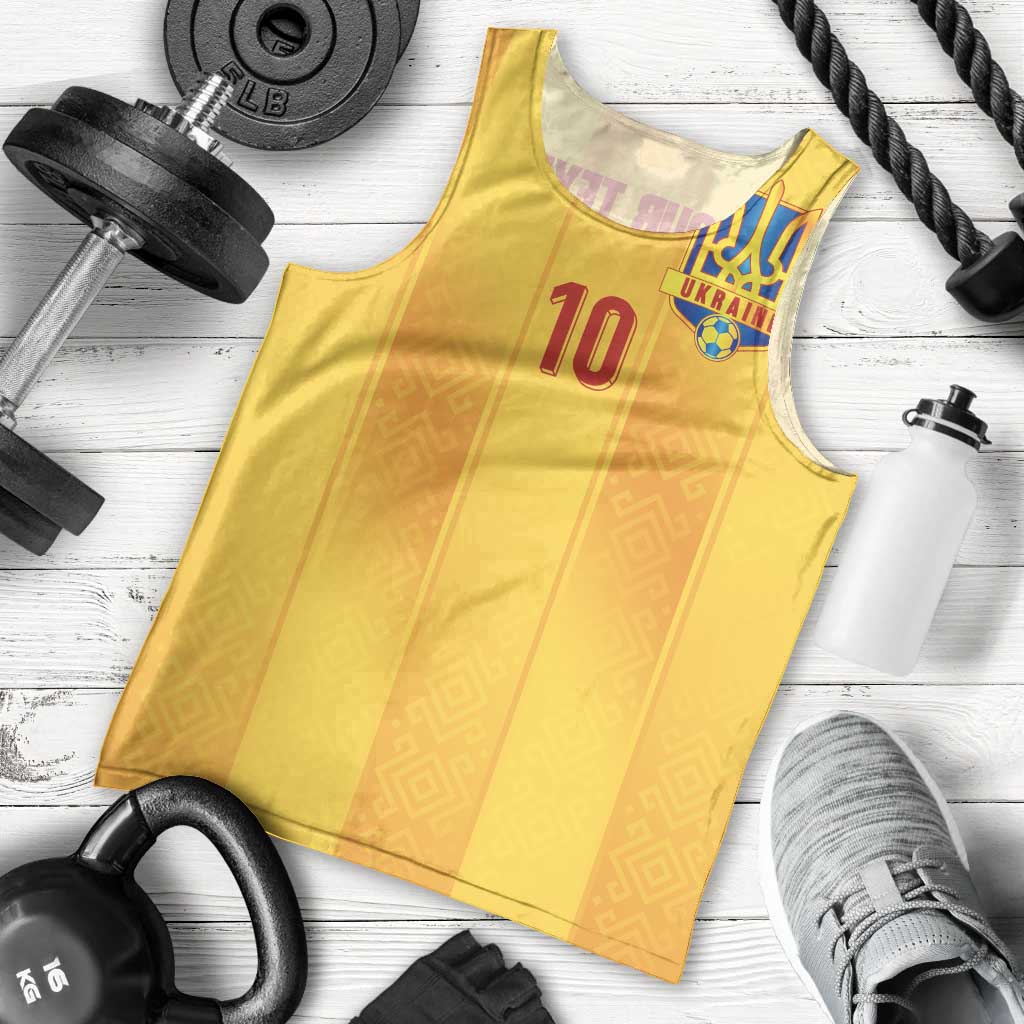 Custom Ukraine National Football Men Tank Top Vyshyvanka Inspired Geometry - Wonder Print Shop