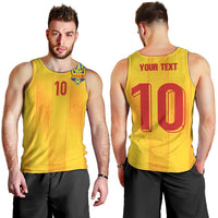 Custom Ukraine National Football Men Tank Top Vyshyvanka Inspired Geometry - Wonder Print Shop