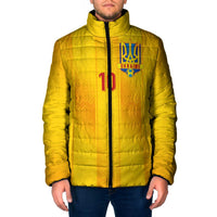 Custom Ukraine National Football Padded Jacket Vyshyvanka Inspired Geometry - Wonder Print Shop
