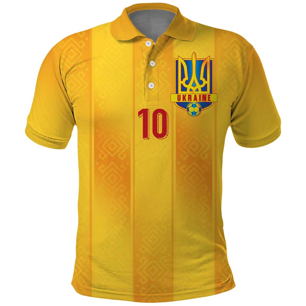 Custom Ukraine National Football Polo Shirt Vyshyvanka Inspired Geometry - Wonder Print Shop