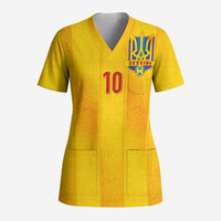 Custom Ukraine National Football Scrub Top Vyshyvanka Inspired Geometry - Wonder Print Shop