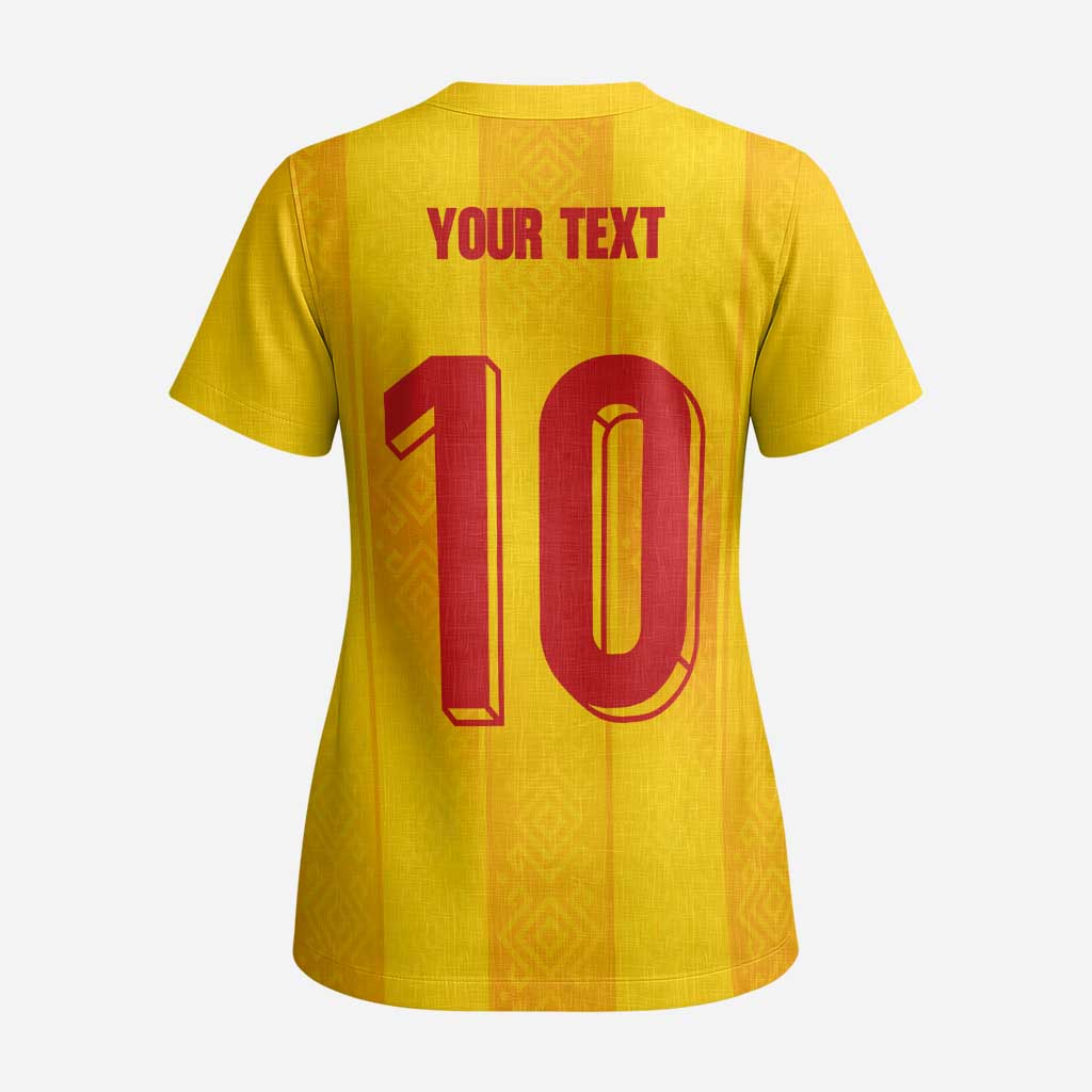 Custom Ukraine National Football Scrub Top Vyshyvanka Inspired Geometry - Wonder Print Shop