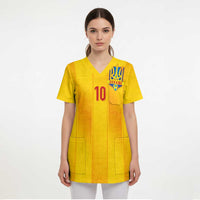Custom Ukraine National Football Scrub Top Vyshyvanka Inspired Geometry - Wonder Print Shop