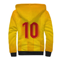 Custom Ukraine National Football Sherpa Hoodie Vyshyvanka Inspired Geometry - Wonder Print Shop