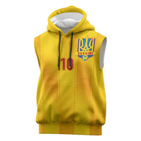 Custom Ukraine National Football Sleeveless Hoodie Vyshyvanka Inspired Geometry - Wonder Print Shop