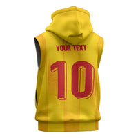 Custom Ukraine National Football Sleeveless Hoodie Vyshyvanka Inspired Geometry - Wonder Print Shop