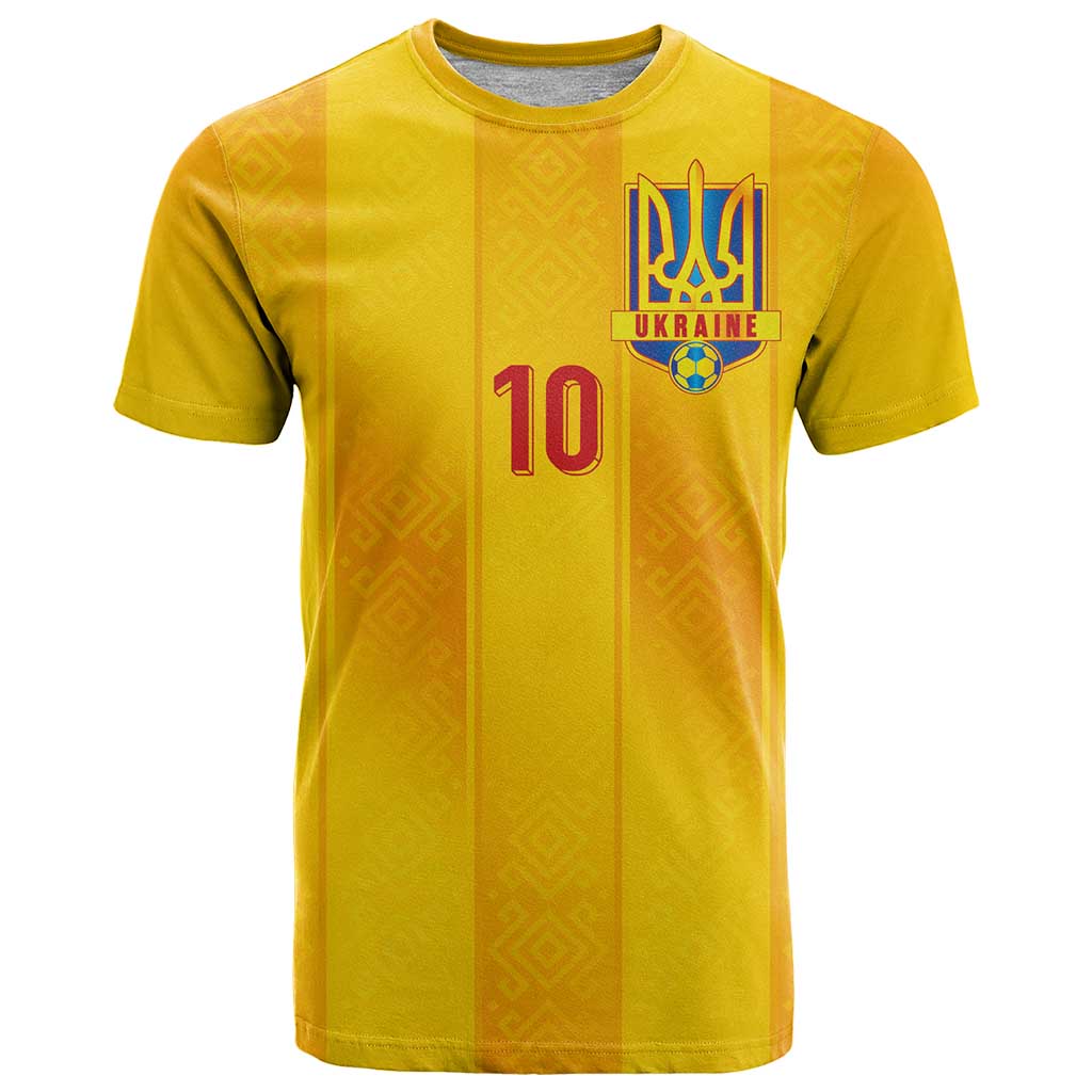 Custom Ukraine National Football T Shirt Vyshyvanka Inspired Geometry - Wonder Print Shop