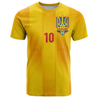 Custom Ukraine National Football T Shirt Vyshyvanka Inspired Geometry - Wonder Print Shop