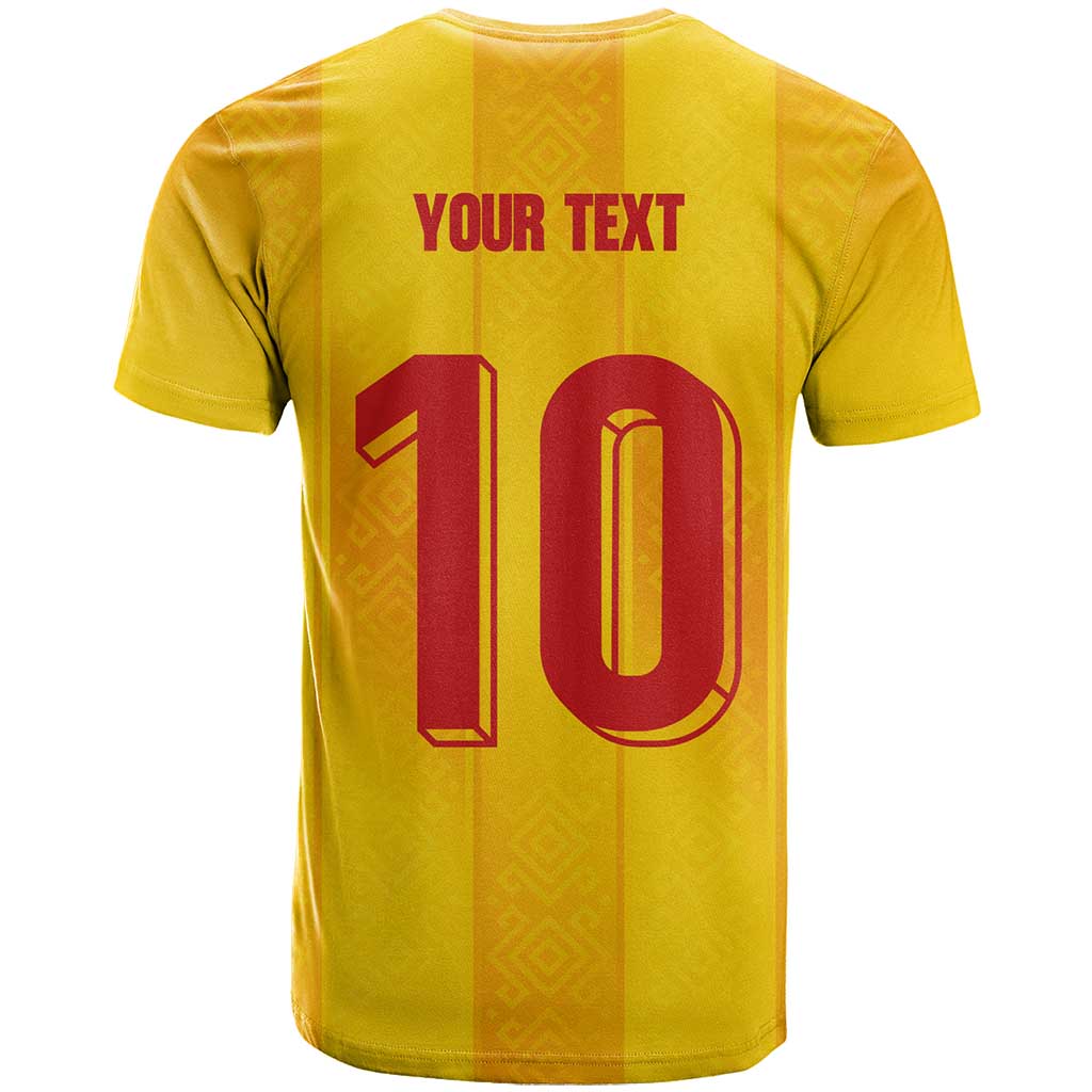 Custom Ukraine National Football T Shirt Vyshyvanka Inspired Geometry - Wonder Print Shop