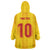 Custom Ukraine National Football Wearable Blanket Hoodie Vyshyvanka Inspired Geometry - Wonder Print Shop