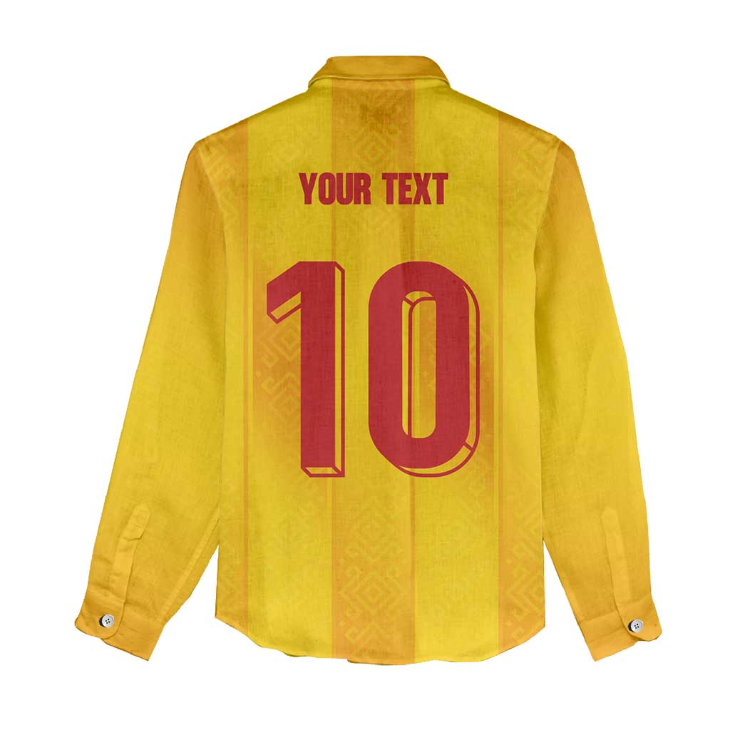 Custom Ukraine National Football Women Casual Shirt Vyshyvanka Inspired Geometry - Wonder Print Shop