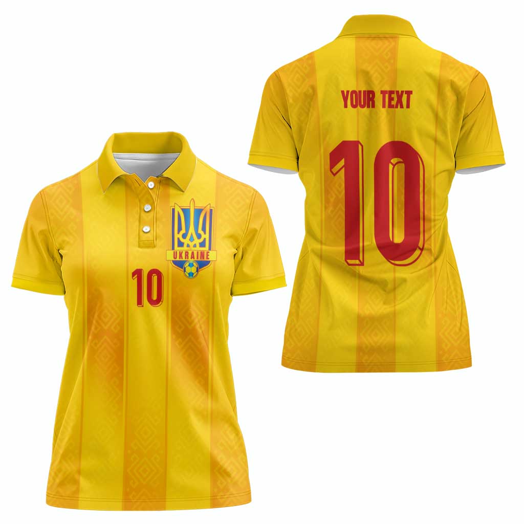 Custom Ukraine National Football Women Polo Shirt Vyshyvanka Inspired Geometry - Wonder Print Shop
