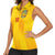 Custom Ukraine National Football Women Sleeveless Polo Shirt Vyshyvanka Inspired Geometry - Wonder Print Shop