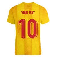 Custom Ukraine National Football Women V-Neck T-Shirt Vyshyvanka Inspired Geometry - Wonder Print Shop