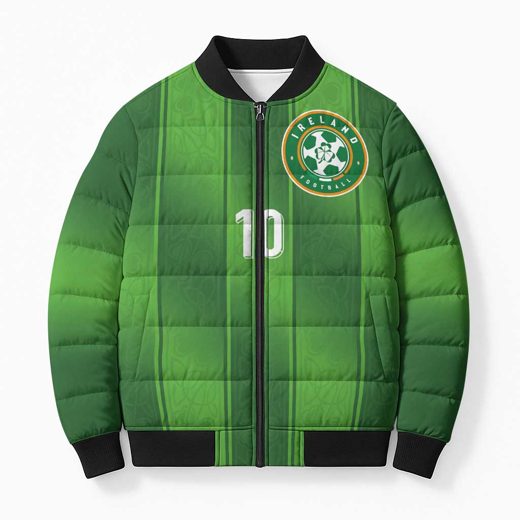 Custom Ireland National Football Bomber Puffer Jacket Celtics Knot Shamrocks Inspired Geometry - Wonder Print Shop